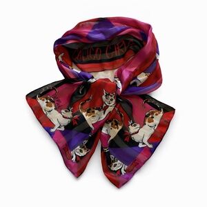 Bob Mackie Silk Calico Cat Print Long Scarf Vintage Wearable Art OS